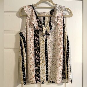 Loft Outlet Sleeveless Ruffle Neck Blouse - Medium, fits like a L
